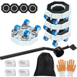 16pcs New Upgrade Furniture Movers with Wheels,360 Rotating Furniture Sliders for Sofa, Bed, Cabinet,Furniture Dolly Includes Storage Bag, Gloves, Extended Pry Bar,Non-Slip Pads