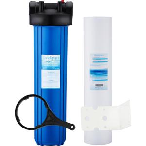 Geekpure 20 Inch Whole House Water Filtration System w/Blue Housing and 4.5"x20" 5 Micron PP Sediment Filter-1"NPT Port