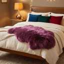 Fluffy Genuine Sheepskin Rug, Fuzzy Shaggy Fur Area Rug for Bedroom Living Room Soft Fur Wool Pray Pup Cushion Mat Carpet, Chair Sofa Seat Cover(Pansy Purple, Single Pelt/2FT*3FT)