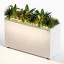 GSK 30" L White LED Metal Planter with Light Outdoor Illuminate Lighting Patio Rectangular Flower Box Rectangle Trough Drainage Holes Indoor Balcony Garden, 16.1"H10"W30"L