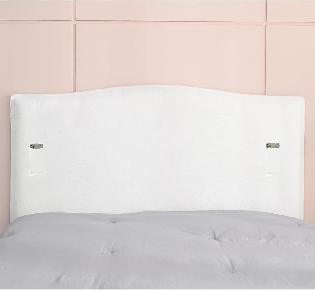 WOMACO Velvet Bed Headboard Slipcover Protector Stretch Solid Color Dustproof Cover for Bedroom Decor (Off - White, 51" - 70")