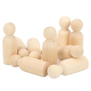 Pssopp 25Pcs Wooden Peg Dolls, Unfinished Wooden Figures Set Schima Material, for Hand-Made, Ornaments, Crafting, Creative Expression