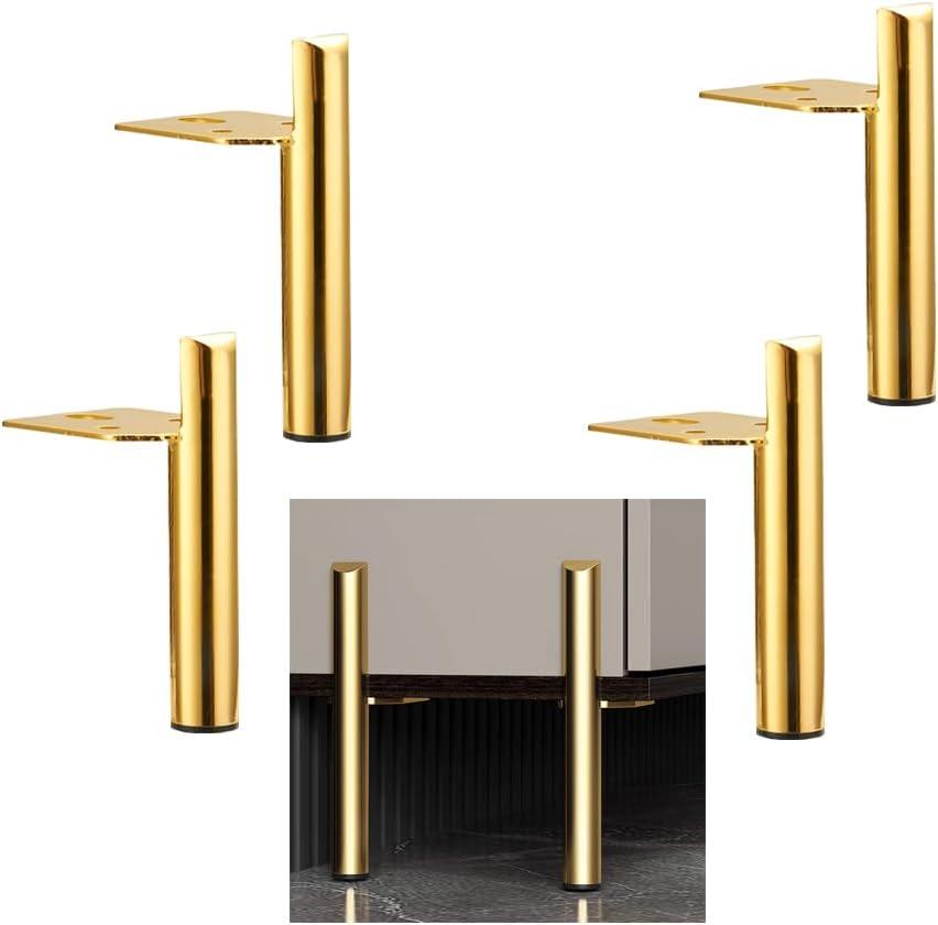 3 Inch Furniture Legs Gold Coffee Table Feet, Mid-Century Metal Furniture Leg for Sofa Cabinet Ottoman, Set of 4 Side Mounted Style Home DIY Replacement Feet