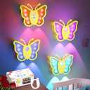 LOFTEK Rechargeable Motion Sensor Light, RGB Color Changing & Dimmable Night Light, Cute Butterfly Light for Kids' Bedroom, Bathroom, Hallway, Tent & Stairs - Ideal Home Decor & Gift, Yellow of 4 (Golden)