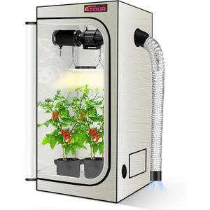 ATOUR 1.5x1.5' LED Grow Light Specil Tent, 18"x18"x32"High Reflective PE Film Grow Tent, 1680D High Strength Canvas Plant Tent with Observation Window & Floor Tray for Hydroponics Indoor Plant