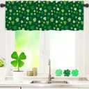 Nialnant St Patricks Day Kitchen Valances for Windows 54" W x 18" L, Green Clover Window Valances for Living Room, Rod Pocket Curtain Valance for Bathroom