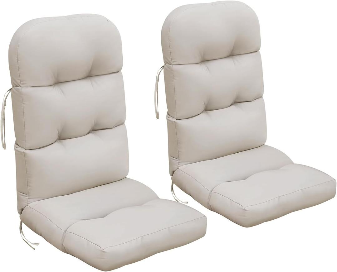 Skypatio Adirondack Chair Cushions Set of 2, Thickened Waterproof Outdoor Patio High Back Rocking Lawn Chair Cushions, Light Khaki (Standard)