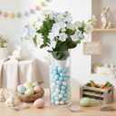 56 Pcs Easter Centerpieces for Tables Easter Vase Filler Floral Picks with Pearlescent Eggs Colorful Flower Arrangements for Home Table Centerpieces Vase Spring Decor(Blue and White)