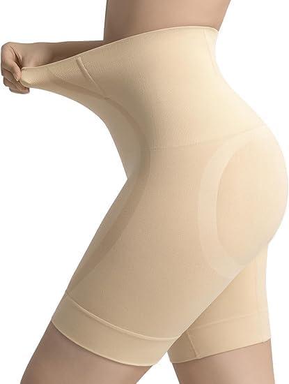 Esa Liang High Waisted Tummy Control Shapewear Shorts Seamless Thigh Slimmer for Women Nude (M)
