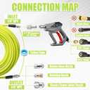 M MINGLE Sewer Jetter Kit for Pressure Washer 100 FT, Drain Cleaner Hose with Power Washer Gun, 1/4 Inch NPT Corner Rotating and Button Nose Sewer Jetting Nozzle, Orifice 4.0, 4.5