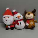 Threan 3 Pieces Christmas Plush Toys Santa Claus Plush Doll Reindeer Stuffed Animal Snowman Christmas Stuffed Animal Set for Boys and Girls Xmas Decorations Home Office Car Ornament, 9 Inch
