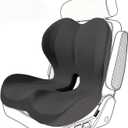 Memory Foam Seat Cushion, Office Chair Cushion, Premium Seat Cushions for Office Chair, Car Seat, Airplane Driver Seat Cushion with Back Support & Non-Slip Basewith Adjustable Strap (Charcoal Gray)