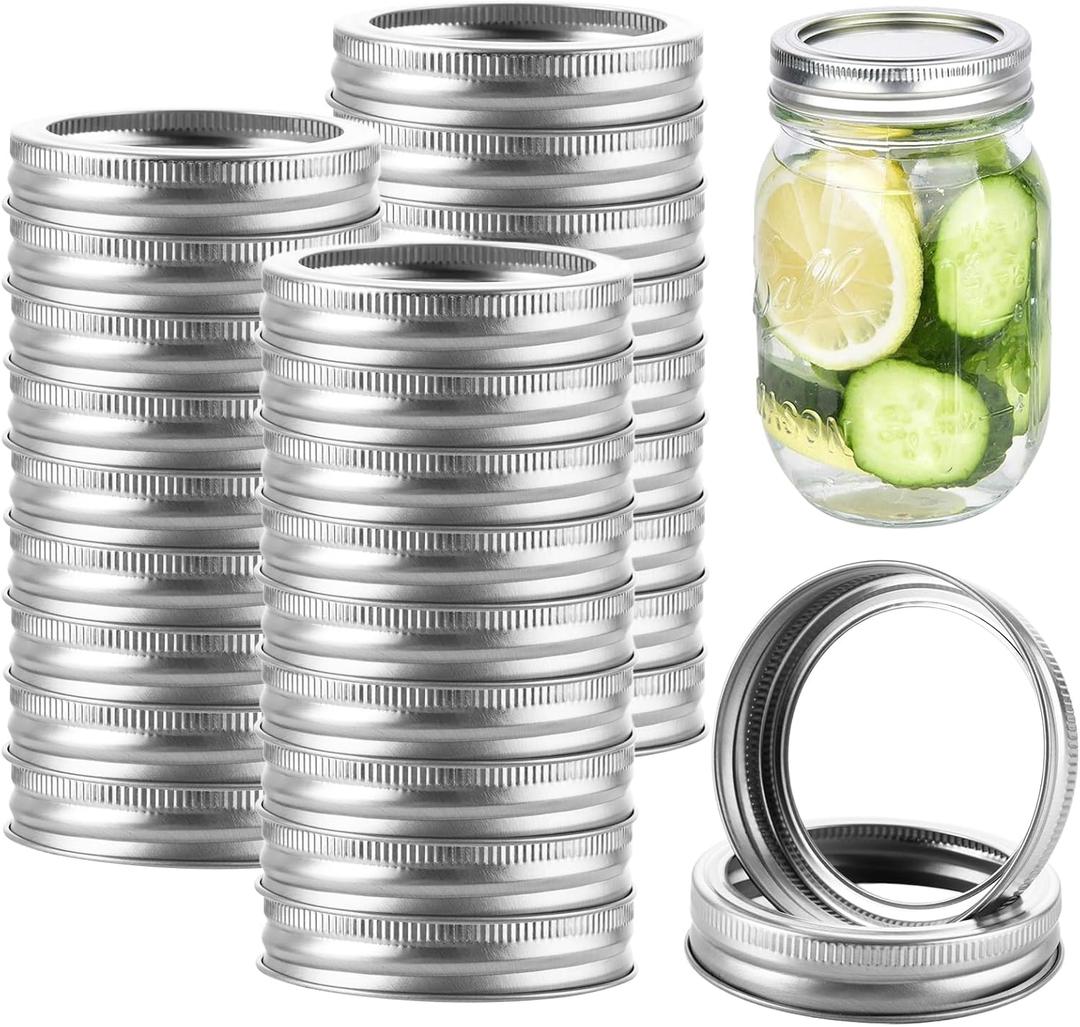 50PCS 70mm Regular Mouth Canning Rings, Silver Mason Jar Rings Regular Mouth, Rust Resistant Metal Replacement Bands for Mason Jar, Canning Lids, Storage