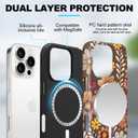 flewfun Magnetic for iPhone 14 Pro Max Case Cute Brown Floral Flowers Phone Case, Shockproof Slim TPU and Hard PC Protective Phone Cover Compatible with MagSafe Designed for Women Girls