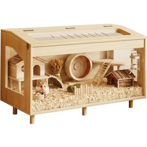 Wooden Hamster Cage with Acrylic Board Base, 31.5" (31.5"L x 15.8"W x 19.7"H)