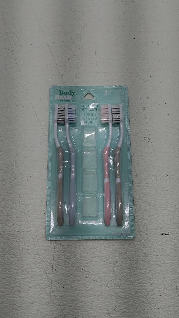 Body Basic Essentials Toothbrush With Cover 8ct Body Basic Essentials Toothbrush With Cover 8ct