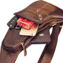 Leather Sling Bag Backpack for Men Women Crossbody Shoulder Chest Day Pack Outdoor Travel Camping Tactical Daypack