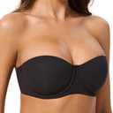 Women's Strapless Bra-Lightly Lined Non Slip Invisible Balconette Underwire Support Multiway Bandeau Bra for Comfort Lift