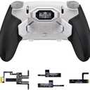 eXtremeRate Beyond Back Paddles Kit for PS5 Edge Controller, OLED Display, Redesigned Ergonomic Rubberized Grips Bottom Shell, Remappable 4 Back Buttons Set for PS5 Edge Controller - White & Black