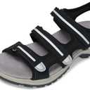UBFEN Womens Hiking Walking Sandals - Arch Support Open Toe Adjustable Strap Sandals Comfortable Sport Outdoor Shoes (8, Black)