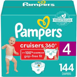 Pampers Diapers - Cruisers 360 - Size 4, 144 Count, Babyproof up to 100% Leakproof Pull-On Diaper