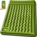 Double Sleeping Pad Camping, Self Inflating 6'' Extra-Thick 2 Person Pillow Built-in Foot Pump Waterproof Inflatable Sleeping Mat Backpacking, Tent, Hiking, Portable Camping Pad (Yellow Grey)