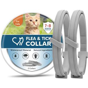 NJKPUYT Flea Collar for Cat,Natural Cat Flea & Tick Collar,for Indoor & Outdoor Cats,Safe for Pets & Families,8-Month Duration,Easy to Use - 2P