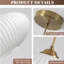 KCO Lighting White Ribbed Glass Ceiling Light Modern Antique Brass Pendant Light Gold Globe Pendant Light Fixture Mid Century Kitchen Island Pendant Lighting (2 Pack) Gold-A