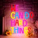 We Can Do Hard Things Neon Sign, Motivational Neon Light USB Dimmable LED Sign, for Inspirational Classroom Office Library Neon Light Kids Wall Art Bedroom Birthday Party Classroom Backdrop Sign (Yellow+Blue+Red1)