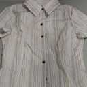SweatyRocks Women's Striped Button Down Blouse Sexy Collar Short Sleeve Summer Shirt Tops (Medium)