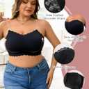 Strapless Wireless Bra for Women Scalloped Full Coverage Bandeau Comfortable Everyday Non-Wired Bra for Large Busts (Black, XXL)