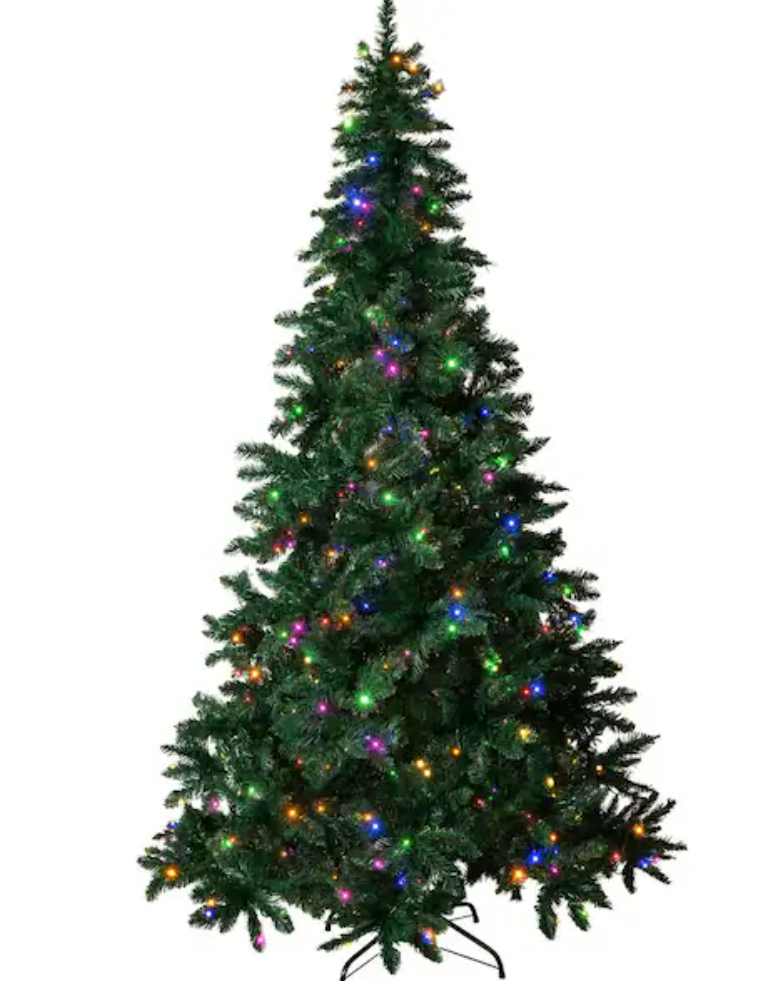 7.5 ft. Pre-Lit LED Spruce Artificial Christmas Tree with 480 Multi-Color and Warm White Lights, 6 Functions