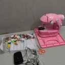 Sewing Machine for Beginners with Expansion Table and Foot Pedal and 42Pcs Sewing kit Finger Guard & Light Mini Small Portable Sewing Machines 2-Thread 2-Speed 2-Switches for Kids Ages 8-12 Peach Pink