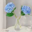 Real Touch Blue Hydrangea Artificial Flowers with Stems, Fake Silk Flowers for Outdoors, 2 Pcs Artificial Flowers for Home Decor Wedding Bouquets Centerpieces Vase