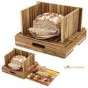 Acacia Wood Bread Slicer for Homemade Bread and Sourdough, Adjustable Width up to 10.4", 2-in-1 Bread Cutter with Pull-Out Serving Tray, Large Wide Capacity Bread Making Tool