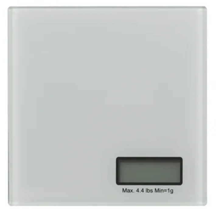 Tempered Glass Travel-Size Digital Diet Scale with LCD Display Screen, White
