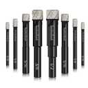6 Pack Diamond Drill Bits Set for Granite Ceramic Marble Tile Stone Glass Hard Materials, Integrated Coolant for Fast Dry Drilling, Size 3/16 1/4 5/16 3/8 1/2 inch Masonry Core Drill Bits, Round Shank