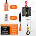 3-in-1 Electric Hoist with Remotes, 2200lb Capacity Portable Power Winch Crane 110V, 25ft Lifting Height (Classic Black, 3-IN-1-2200LBS)