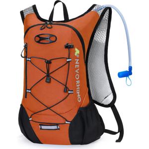 Lightweight Hydration Backpack, Running Backpack with 2L Water Bladder, Hydro Water Daypack for Cycling Hiking Rave for Men Women (Orange)