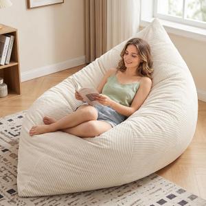 HUGHEAVEN Giant 3-in-1 Bean Bag Chair (76"x55") Oversized Floor Sofa Couch | Comfortable giant floor cushion with back support for adults. Washable cover memory foam lounge sofa for movie nights., 76"D x52"W x 14"H