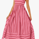chouyatou Women's Striped Back Smocked Maxi Dress Sexy Spaghetti Strap Cut Out Flowy Swing Long Dress, size L