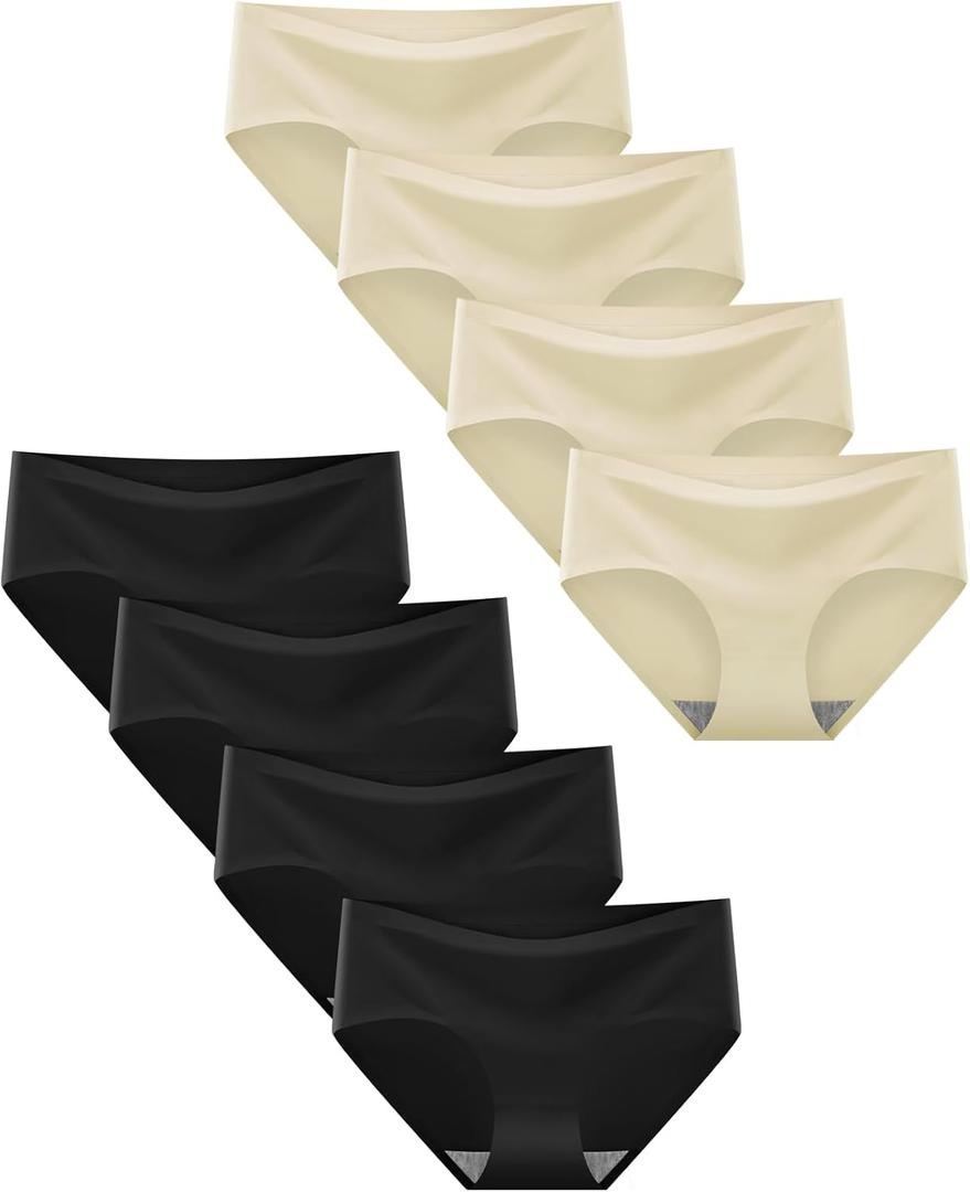 Finihen Teen Girls Underwear Seamless Big Girls Panties No Show Multipack. (13-14 Years, Black Flesh Color)