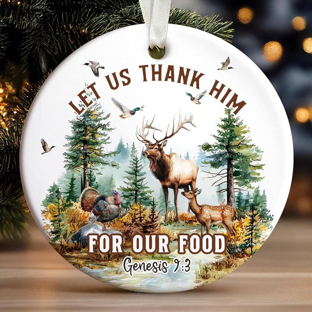 2 x Hunting Ornaments for Christmas Tree, Hunter Ornaments for Christmas Tree - Hunting Ornament - Deer Duck Hunter Gifts for Men, Dad, Husband, Hunters - Ceramic Ornament 2025