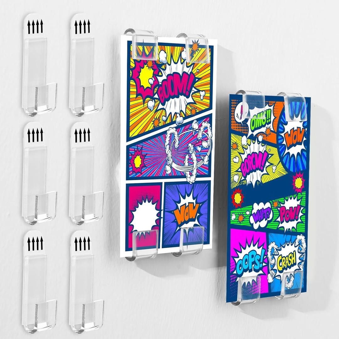 Chunful 24 Pcs Comic Book Wall Display Clear Floating Display Shelves Comic Book Frame Holder, Invisible, No Screws Self Adhesive