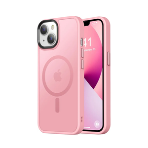 Thomo Strong Magnetic for iPhone 13 Case & iPhone 14 Case [Compatible with Magsafe] [10FT Drop Resistant] Matte Skin Feeling Back, Aluminum Alloy Keys Phone Case iPhone 13/14, Pink Pack of 2
