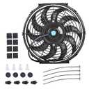 12 Inch Slim Fan Push Pull Electric Radiator Cooling Fan Universal High Performance 12V 80W Motor with Fan Mounting Kit (Black)