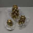 Sliner 3 Pcs Christmas Gold Pine Tree Candle Holders Vintage Taper Decorative Candlestick 8.7" 6.5" 4.5" Height Fits 0.8" Candle for Christmas Holiday Candles Stand Table Centerpiece Dining Decor