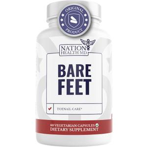 Bare Feet - Toenail Care - Nails Supplement with Vitamin A, Vitamin C, Oregano Powder and More - Nail Repair, Growth and Nail Care Foot Health, 60 Capsules, 6 Pack