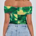 PRETTYGARDEN Women's Off The Shoulder Short Sleeve Ruched Slim Fit Blouse (M)