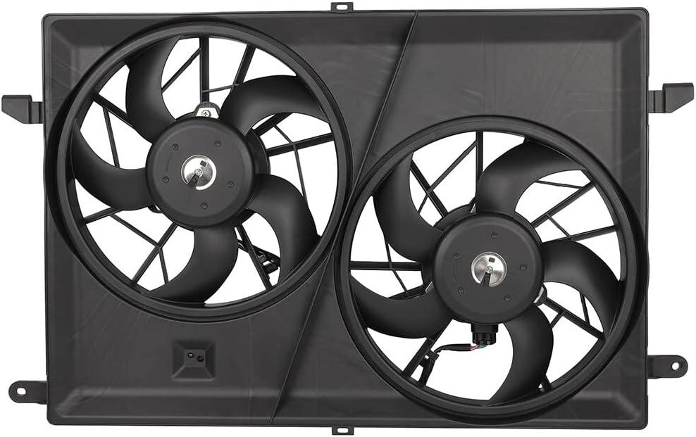 SCITOO Engine Radiator Condenser Cooling Fan Assembly Compatible with Chevrolet & for GMC & for Buick & for Saturn Models, for Traverse 2009-2017, for Acadia 2007-2016, for Outlook 2007-2010